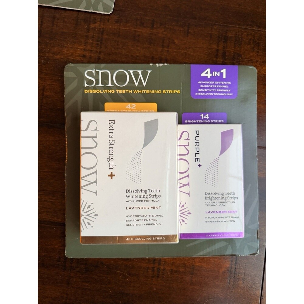 Snow Dissolving Teeth Whitening Strips 4-in-1 Purple Extra Strength Combo NEW
